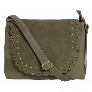 Cow Suede Grey Cross-body Genuine Leather Bag for Girls-2007-front