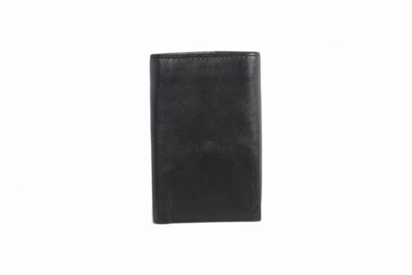 Sheep Nappa black leather key case-front
