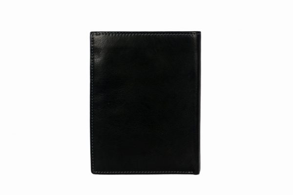 Bifold black goat kid leather card holder-back