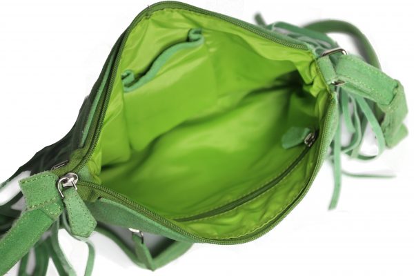 Genuine Leather Dark Green Handbag For Weekend-0023 inside