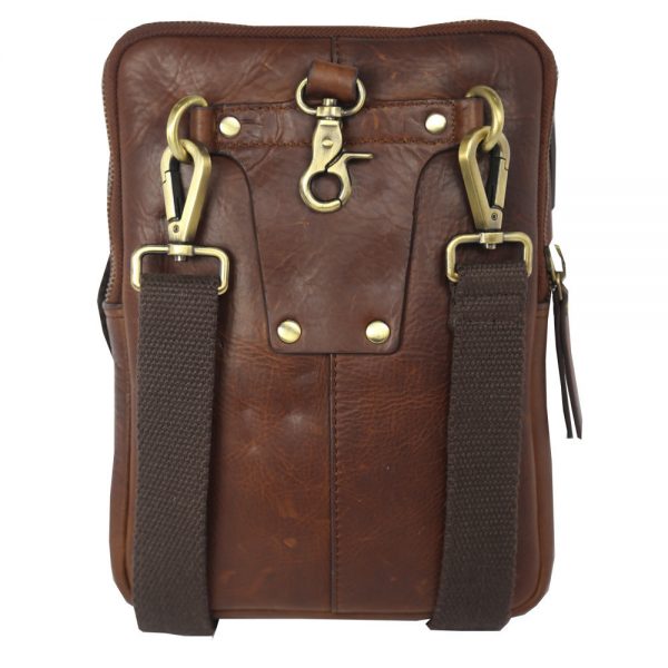 Multifunctional: Cross Body / Belt Pouch Brown Men's Leather Bag 2026 back side