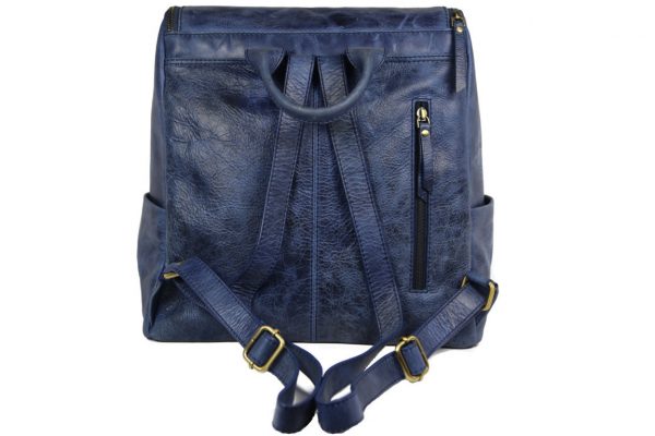 Beautiful Blue Leather Backpack For Men 2027 back (leathermanfashion)