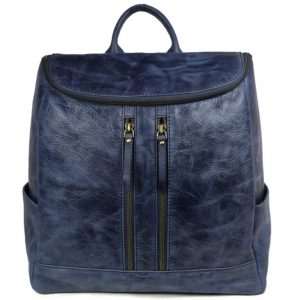 Beautiful Blue Leather Backpack For Men 2027 front (leathermanfashion)