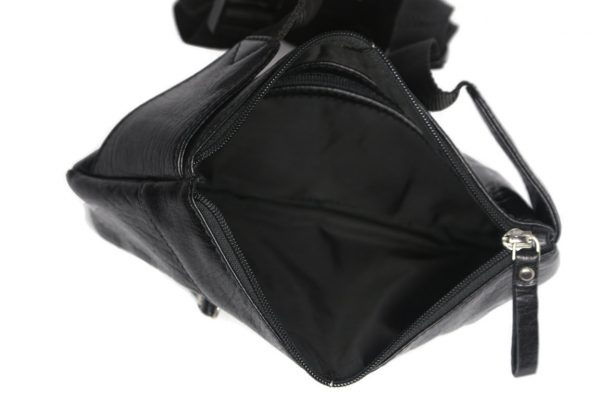 Genuine Leather Black Belt Bag-B200-inside (leathermanfashion)