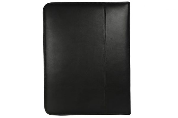 Genuine Leather Black Zip A4 Folder-IT 1737 001 back (leathermanfashion)