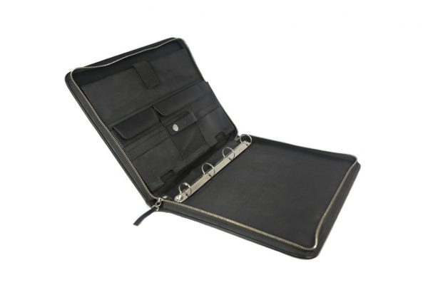 Genuine Leather Black Notepad File Folder IT 1737 002 inside (leathermanfashion)