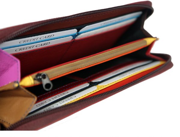 Multi color zip closure wallet for girls-ST 14-1-393 inside