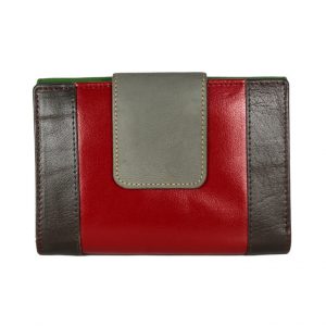 Flap closure multi colour leather purse
