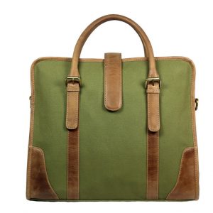 Men's Hand Bag In Canvas and leather -CV001 front (leathermanfashion)