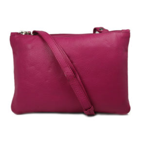 Dark Pink Leather Slingbag For Girls 1503 front (leathermanfashion)