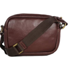 Brown leather crossbody for men 2023 front (leathermanfashion)