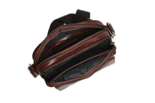 Brown leather crossbody for men 2023 inside (leathermanfashion)
