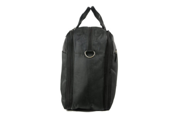 Men's Black Leather Briefcase 670 side (leathermanfashion)