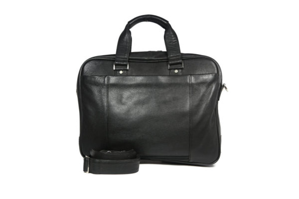 Black Leather Laptop Briefcase 8960 back (leathermanfashion)