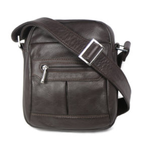 Brown Men's Leather Cross Body 8968 front (leathermanfashion)