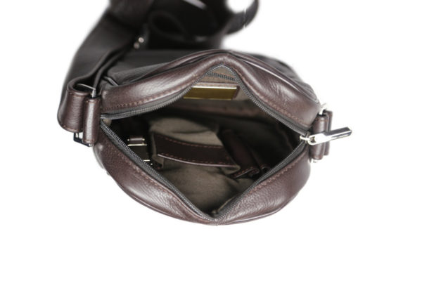 Brown Men's Leather Cross Body 8968 inside (leathermanfashion)