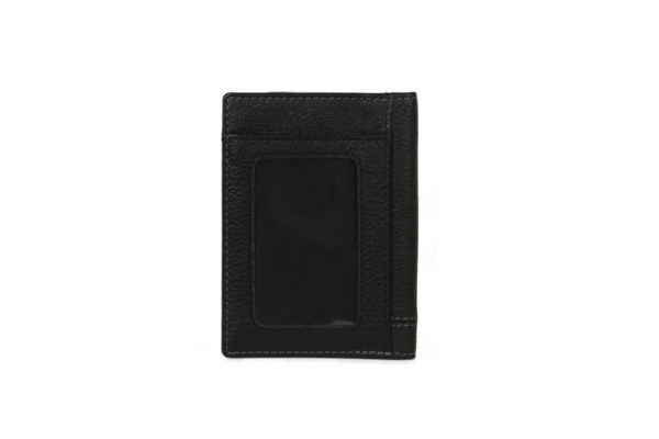Bifold Black Leather Card Holder NR-1050 back (leathermanfashion)