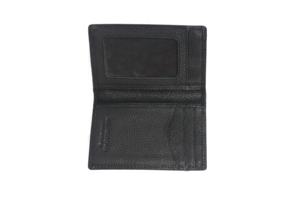 Bifold Black Leather Card Holder NR-1050 inside (leathermanfashion)