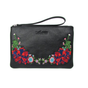 Black Designer Clutch Wristlet 2145 front (leathermanfashion)