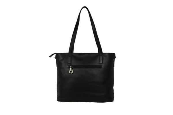 Print Black Leather Handbag FR-023 back (leathermanfashion)