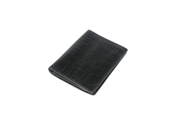 Bifold black wallet for men GNR 1102 laydown (leathermanfashion)