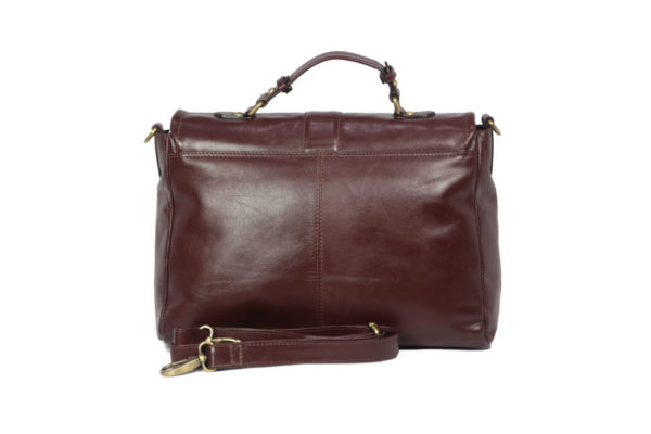 Unisex Brown Leather Handbag LM18 back leatherman fashion