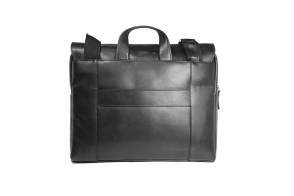 Black Laptop Leather Bag LMBF01 back (leathermanfashion)