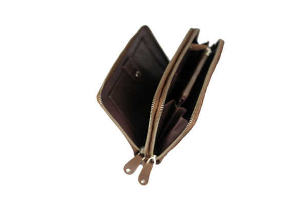 Dark Brown Leather Pouch Bag ML06 inside (leathermanfashion)