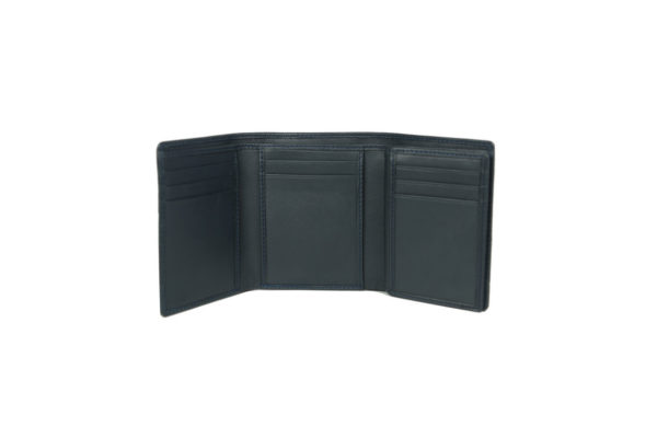 Trifold navy leather wallet NR-1005 inside1 (leathermanfashion)