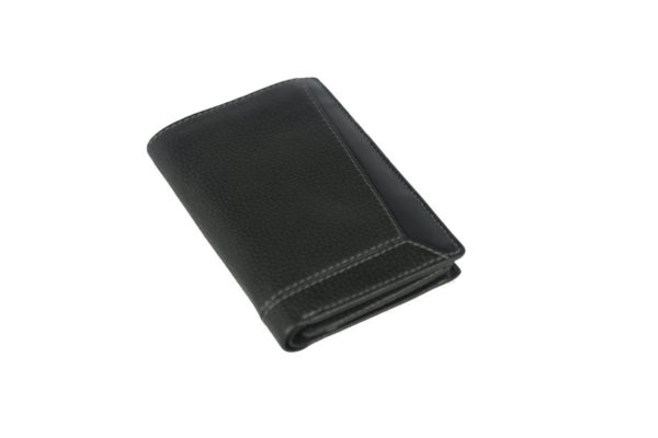 Bifold Black Color Men's wallet NR 1046 laydown (leathermanfashion)