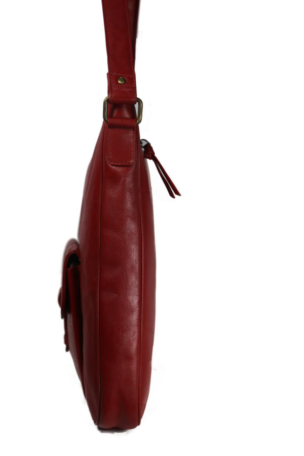 Red Messenger Bag For Girls SP 110 side (leathermanfashion)