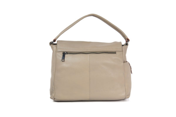 Taupe Tan Leather handbag VT 159 back (leathermanfashion)