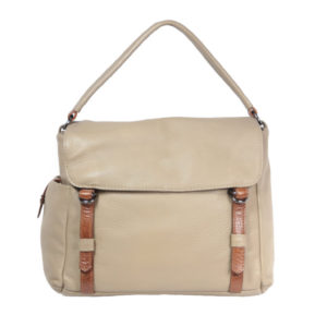 Taupe Tan Leather handbag VT 159 front (leathermanfashion)