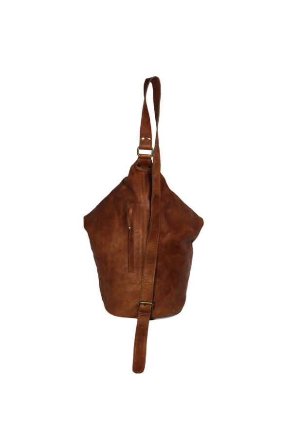 Tan Rucksack Leather Bag VT-274 back (leathermanfashion)