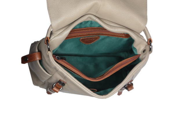 Taupe Tan Leather handbag VT 159 inside (leathermanfashion)