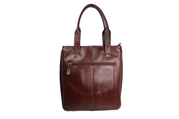 Brown Leather Tote b197 back (leathermanfashion)