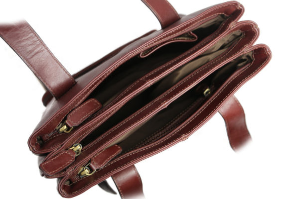 Brown Leather Tote b197 inside (leathermanfashion)