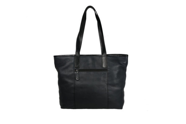 Bottle Green Black Leather Tote FR017 back (leathermanfashion)