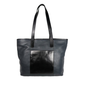 Bottle Green Black Leather Tote FR017 front (leathermanfashion)