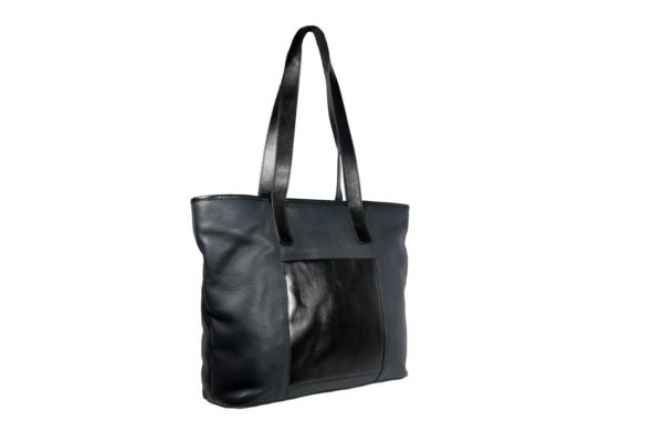 Bottle Green Black Leather Tote FR017 side (leathermanfashion)