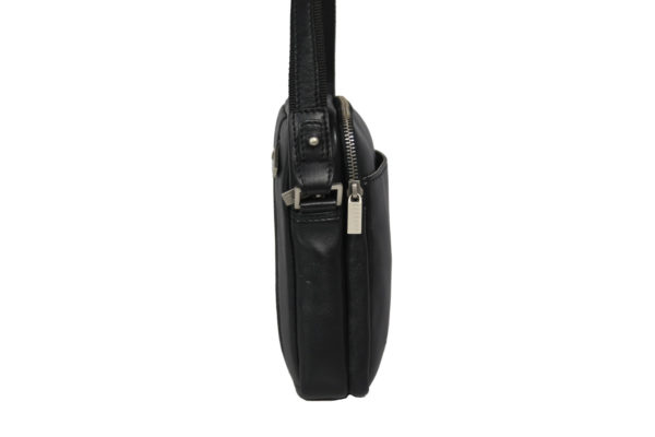 Leatherman Fashion Genuine Leather Black Sling Bag 6049NC side