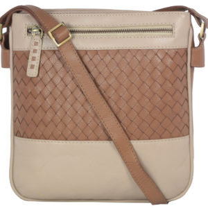 Leatherman Fashion Leather Beige Sling Bag B192 front
