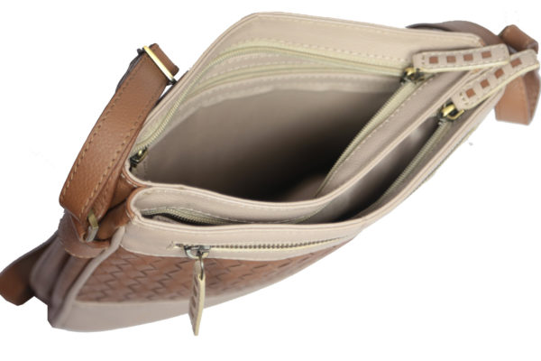 Leatherman Fashion Leather Beige Sling Bag B192 inside