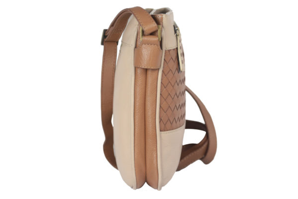 Leatherman Fashion Leather Beige Sling Bag B192 side