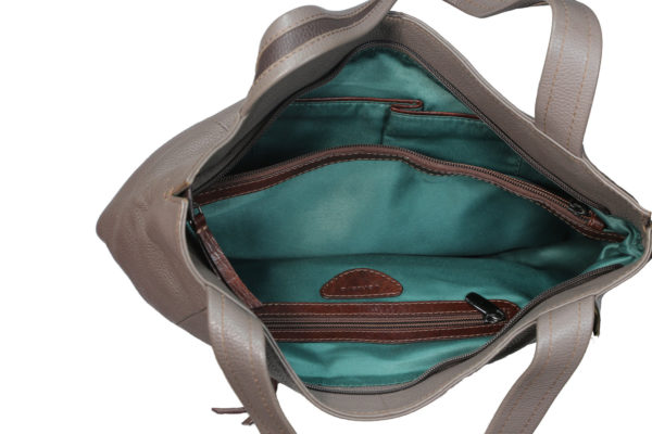 Leatherman Fashion Women Brown, Grey Tote vt-197 inside