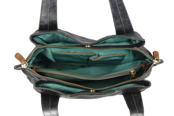 Women Black Hand-held Bag VT-217 inside (leathermanfashion)