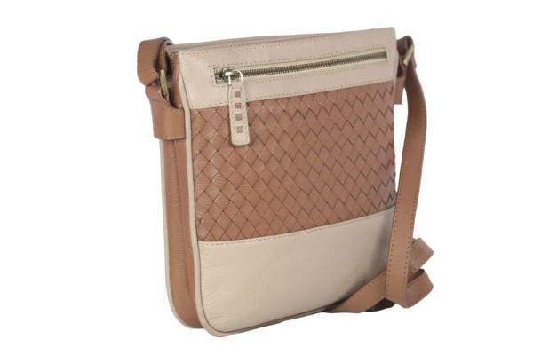 Leatherman Fashion Leather Beige Sling Bag B192 side view