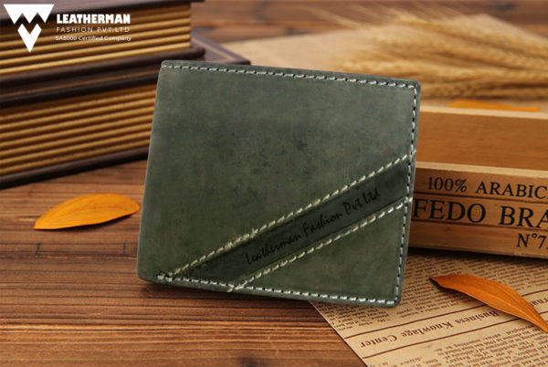 Leatherman Fashion Genuine Leather Forest Green Men's Wallet in view