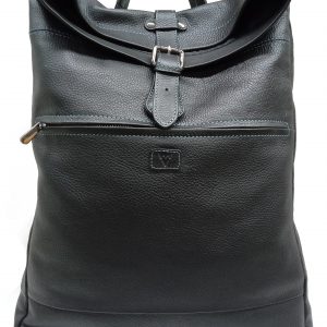 genuine leather unisex black backpack TG-2075 black front