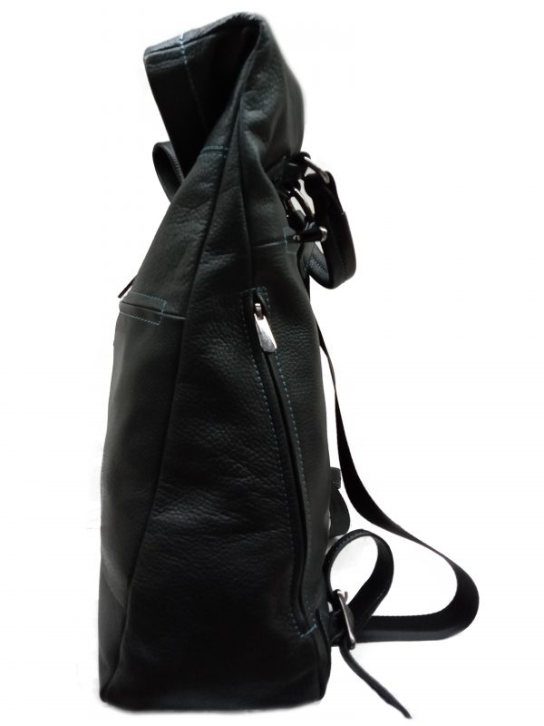 genuine leather unisex black backpack TG-2075 black side